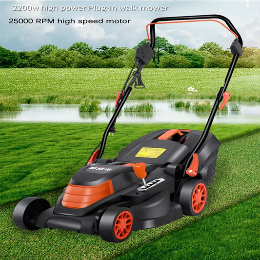 220V Electric Walk-Behind Grass Trimmer — Plug-In Garden Mower