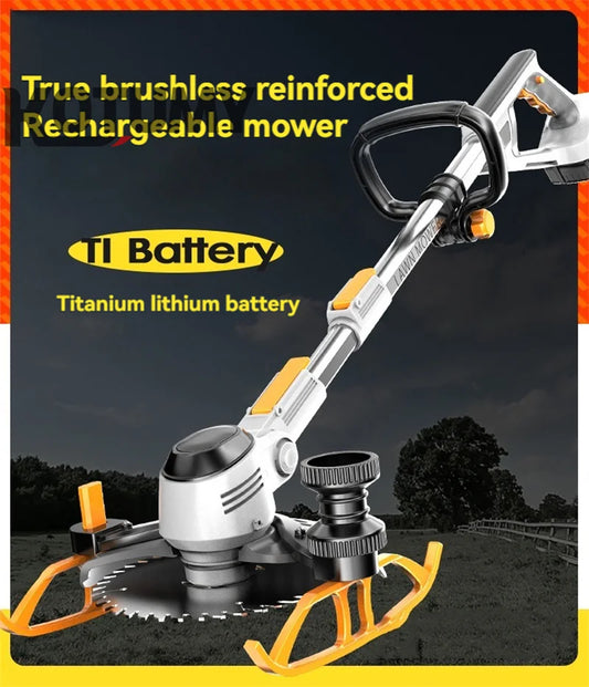 Cordless 2-in-1 Grass & Brush Trimmer — Adjustable Length, Battery Included